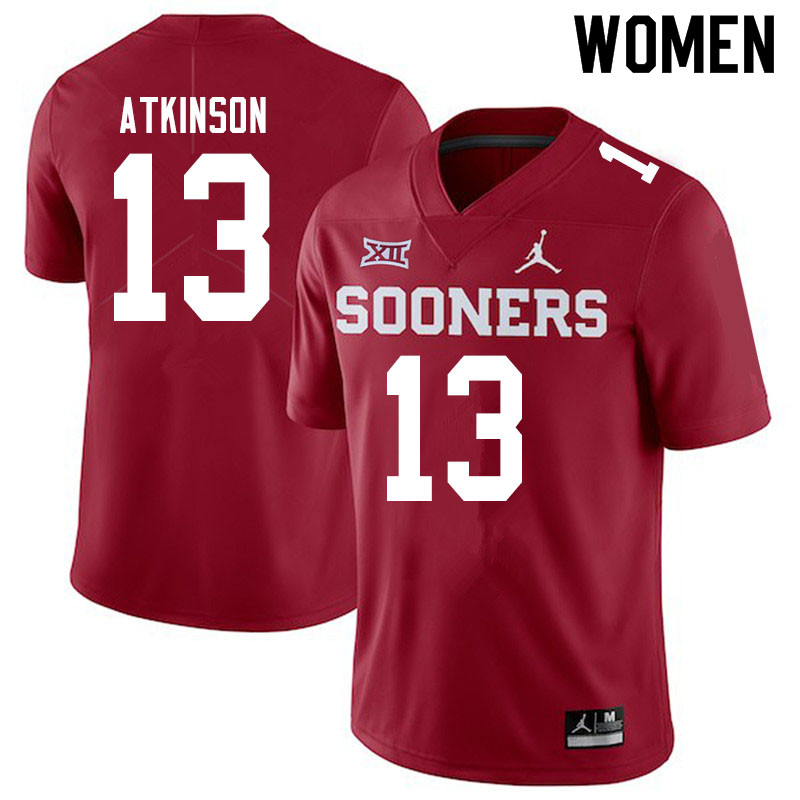 Women #13 Colt Atkinson Oklahoma Sooners Jordan Brand College Football Jerseys Sale-Crimson